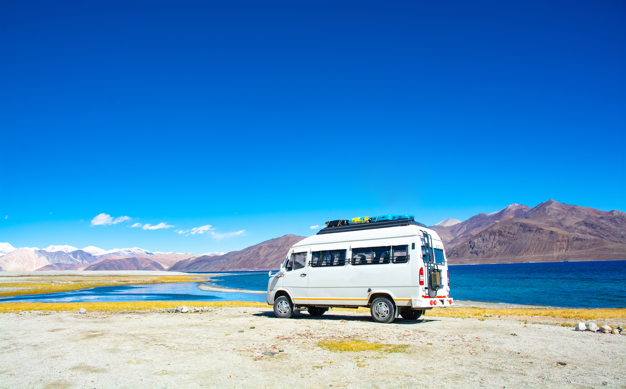 Camper Van by the Sea at Ladakh, India